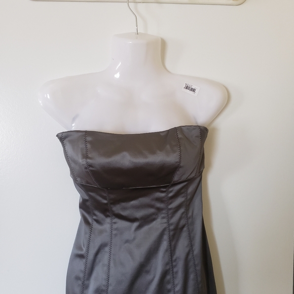 Bebe Silver Strapless Satin like Dress - Picture 10 of 12